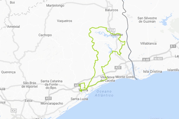Map biking track Tavira - Odeleite